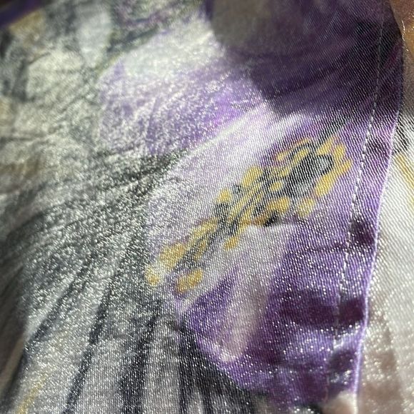 Alfred Dunner silky pretty sheen spring floral open front jacket - Picture 3 of 3